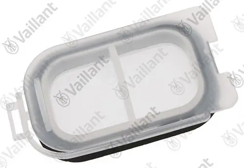 Deckel von Vaillant mit integriertem EPDM-Dichtungselement, ovaler Form. Geeignet für spezifische Anwendungen in Heizsystemen.